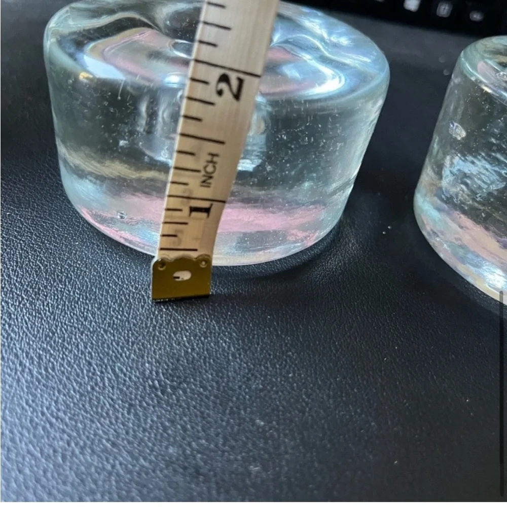 Glass Heavy Taper Candle Holders Puck Style